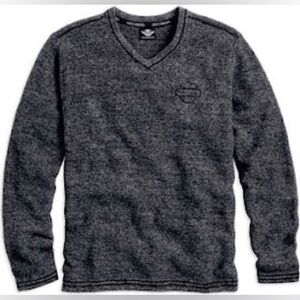 Harley-Davidson Grey Knit V-Neck Sweater - S